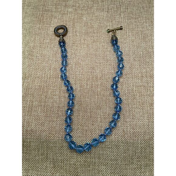 Heidi Daus Blue Crystal Choker Necklace Toggle Clasp - Picture 5 of 10